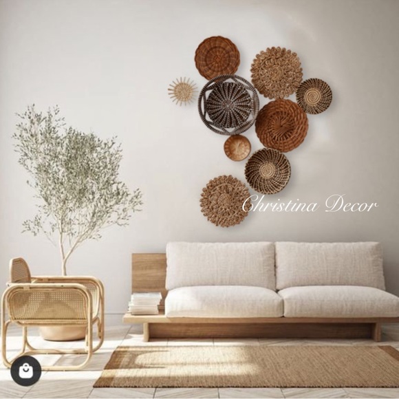 Set of 10 Seagrass Wall Basket For Wall Decor, Natural African Baskets - Picture 11 of 11